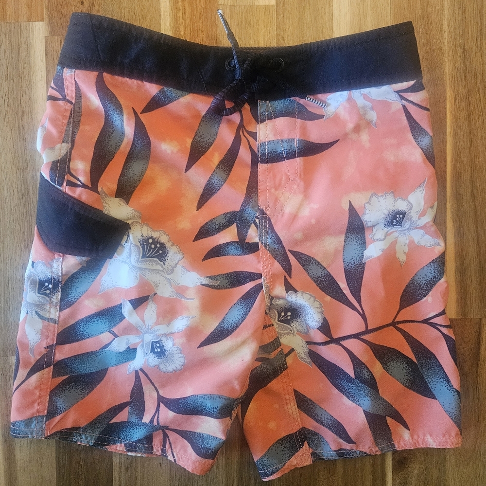 Volcom Mod Tech Floral Orange and Black Board Shorts